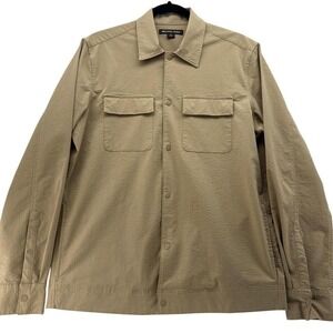 Michael Kors Men's M Beige Shirt Jacket Button Down Long Sleeve‎ Classic Style